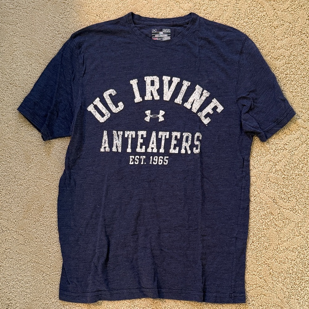 Under Armour UC Irvine Dark Heather Blue and White Short Sleeve Tee